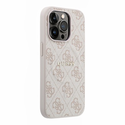 Apple iPhone 15 Pro Kılıf Guess Orjinal Lisanslı M-safe Kabartmalı 4G Desenli Yazı Logolu Kapak - 5