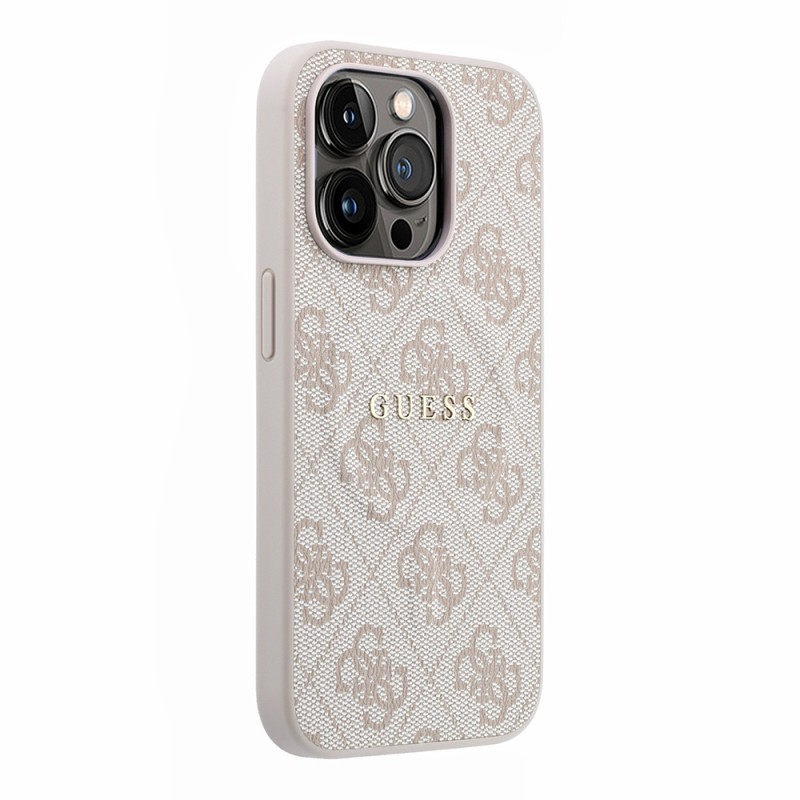 Apple iPhone 15 Pro Kılıf Guess Orjinal Lisanslı M-safe Kabartmalı 4G Desenli Yazı Logolu Kapak - 5