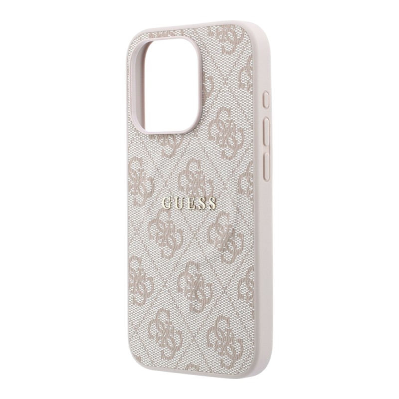 Apple iPhone 15 Pro Kılıf Guess Orjinal Lisanslı M-safe Kabartmalı 4G Desenli Yazı Logolu Kapak - 7