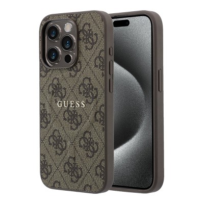 Apple iPhone 15 Pro Kılıf Guess Orjinal Lisanslı M-safe Kabartmalı 4G Desenli Yazı Logolu Kapak - 2