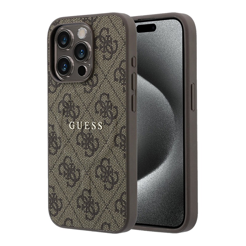 Apple iPhone 15 Pro Kılıf Guess Orjinal Lisanslı M-safe Kabartmalı 4G Desenli Yazı Logolu Kapak - 2
