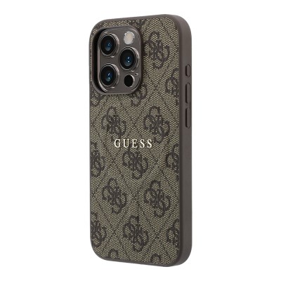 Apple iPhone 15 Pro Kılıf Guess Orjinal Lisanslı M-safe Kabartmalı 4G Desenli Yazı Logolu Kapak - 9