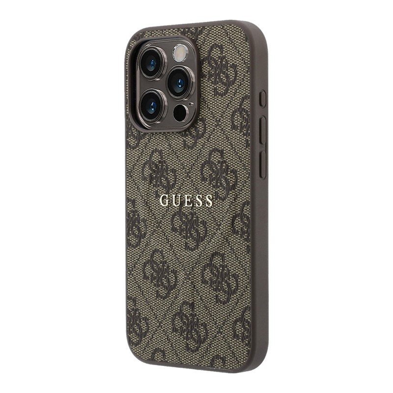Apple iPhone 15 Pro Kılıf Guess Orjinal Lisanslı M-safe Kabartmalı 4G Desenli Yazı Logolu Kapak - 9