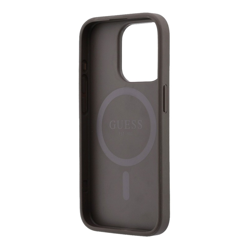Apple iPhone 15 Pro Kılıf Guess Orjinal Lisanslı M-safe Kabartmalı 4G Desenli Yazı Logolu Kapak - 14