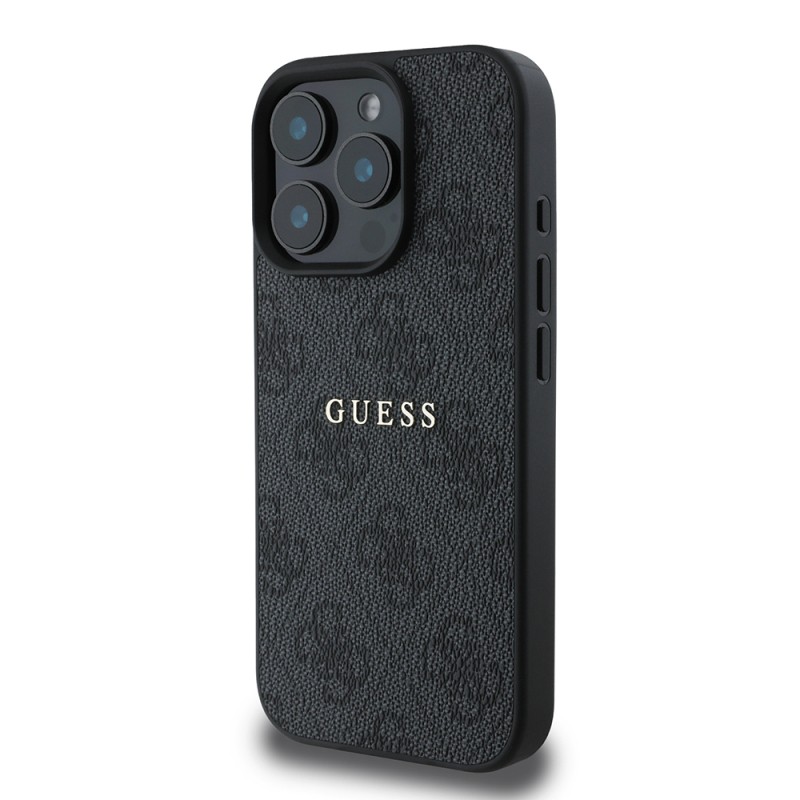 Apple iPhone 15 Pro Kılıf Guess Orjinal Lisanslı M-safe Şarj Özellikli 4G Desen Yazı Logolu Kapak - 5