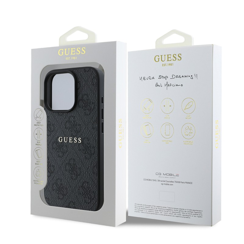 Apple iPhone 15 Pro Kılıf Guess Orjinal Lisanslı M-safe Şarj Özellikli 4G Desen Yazı Logolu Kapak - 11