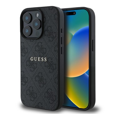 Apple iPhone 15 Pro Kılıf Guess Orjinal Lisanslı M-safe Şarj Özellikli 4G Desen Yazı Logolu Kapak - 2
