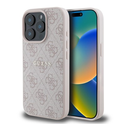 Apple iPhone 15 Pro Kılıf Guess Orjinal Lisanslı M-safe Şarj Özellikli 4G Desen Yazı Logolu Kapak - 3