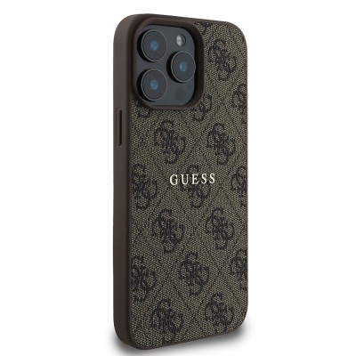 Apple iPhone 15 Pro Kılıf Guess Orjinal Lisanslı M-safe Şarj Özellikli 4G Desen Yazı Logolu Kapak - 21