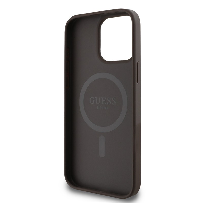 Apple iPhone 15 Pro Kılıf Guess Orjinal Lisanslı M-safe Şarj Özellikli 4G Desen Yazı Logolu Kapak - 24