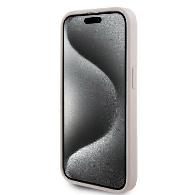 Apple iPhone 15 Pro Kılıf Hello Kitty Orjinal Lisanslı M-safe Şarj Özellikli Baskı Logolu Uyuyan Kitty Deri Kapak - 5