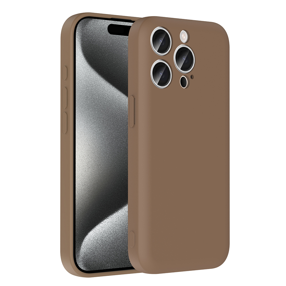 iPhone 15 Pro Kılıf Kamera Korumalı Kartlık Hazneli NXXA Vitra Kapak - Kahverengi