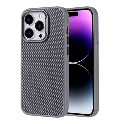 Apple iPhone 15 Pro Kılıf M-safe Şarj Özellikli Karbon Fiber Görünümlü Zore Troy Kapak - 3