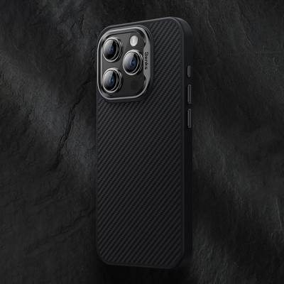Apple iPhone 15 Pro Kılıf Karbon Fiber M-safe Şarj Özellikli Benks Hybrid ArmorPro 600D Kevlar Kapak - 8