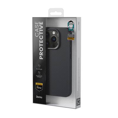 Apple iPhone 15 Pro Kılıf Karbon Fiber M-safe Şarj Özellikli Benks Hybrid ArmorPro 600D Kevlar Kapak - 10