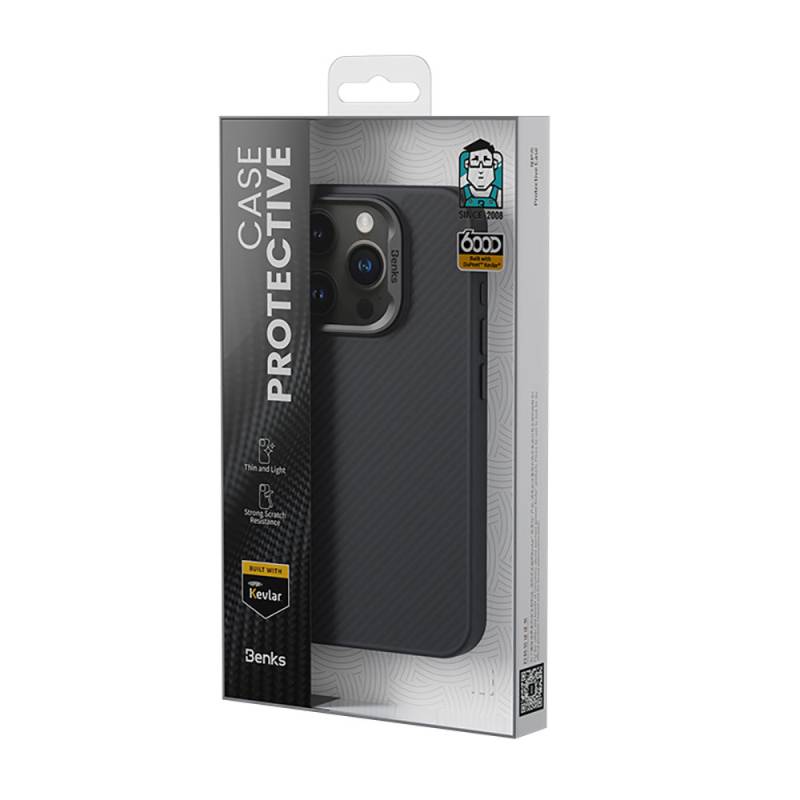 Apple iPhone 15 Pro Kılıf Karbon Fiber M-safe Şarj Özellikli Benks Hybrid ArmorPro 600D Kevlar Kapak - 10