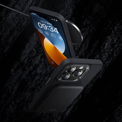 Apple iPhone 15 Pro Kılıf Karbon Fiber M-safe Şarj Özellikli Benks Hybrid ArmorPro 600D Kevlar Kapak - 4