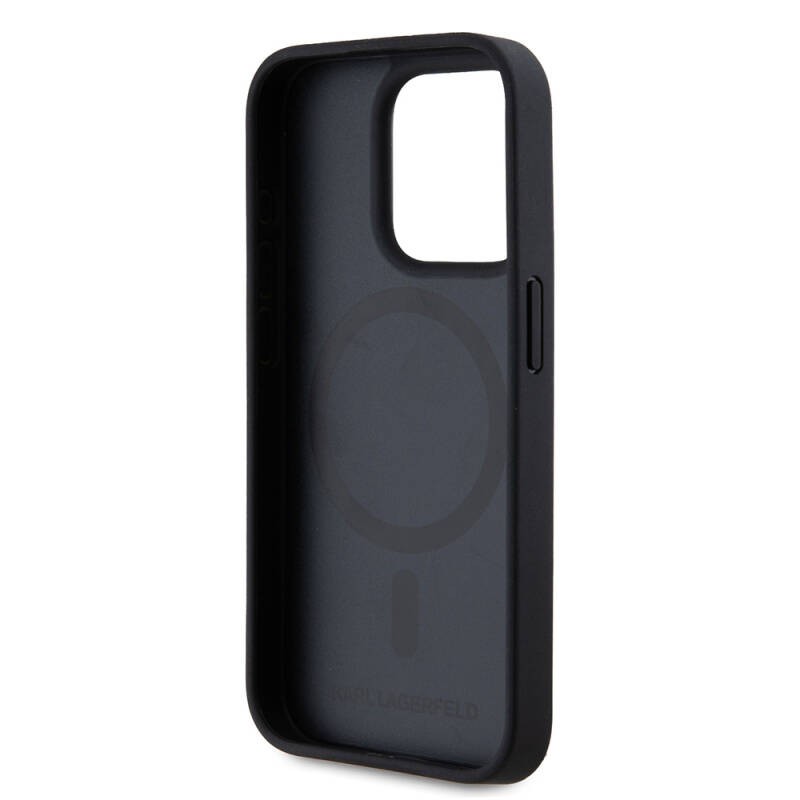 Apple iPhone 15 Pro Kılıf Karl Lagerfeld Orjinal Lisanslı M-safe Şarj Özellikli KL Yazılı Hot Stamp Kapak - 14