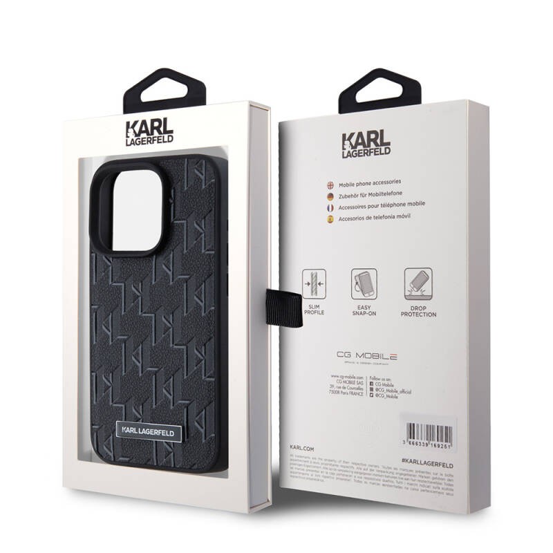 Apple iPhone 15 Pro Kılıf Karl Lagerfeld Orjinal Lisanslı M-safe Şarj Özellikli KL Yazılı Hot Stamp Kapak - 16