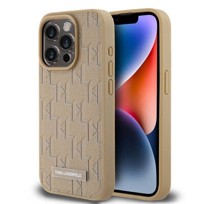 Apple iPhone 15 Pro Kılıf Karl Lagerfeld Orjinal Lisanslı M-safe Şarj Özellikli KL Yazılı Hot Stamp Kapak - 3