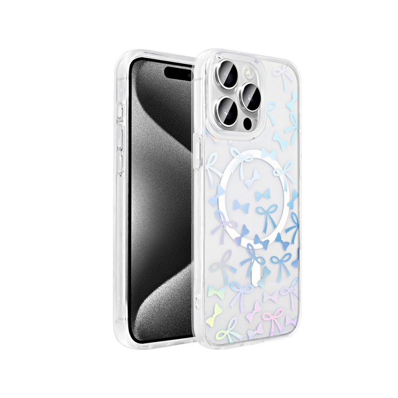 Apple iPhone 15 Pro Kılıf M-Safe Şarj Özellikli Şeffaf Zore Folk Sert Kapak - 6