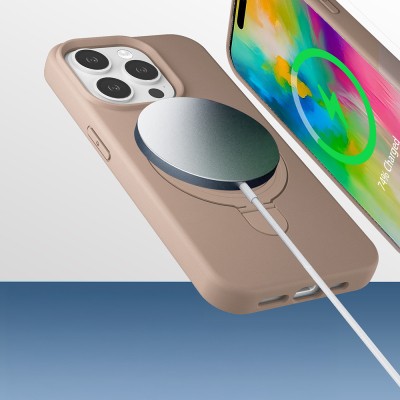 Apple iPhone 15 Pro Kılıf M-safe Şarj Özellikli Standlı Zore Samara Kapak - 10