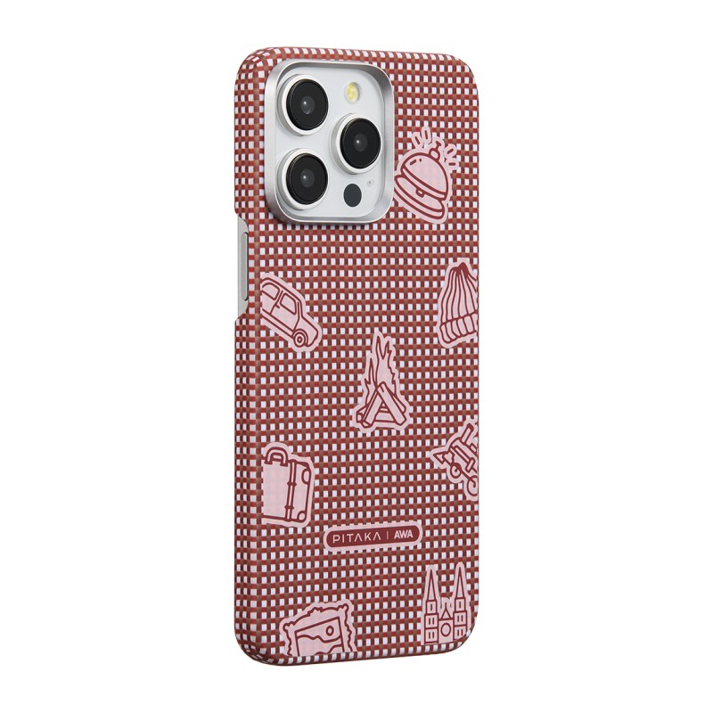 Apple iPhone 15 Pro Kılıf M-safe Şarj Özellikli Awa Tasarımlı 1500D Aramid Karbon Fiber Pitaka Ultra-Slim Classic Serisi Bonfire Kapak - 1