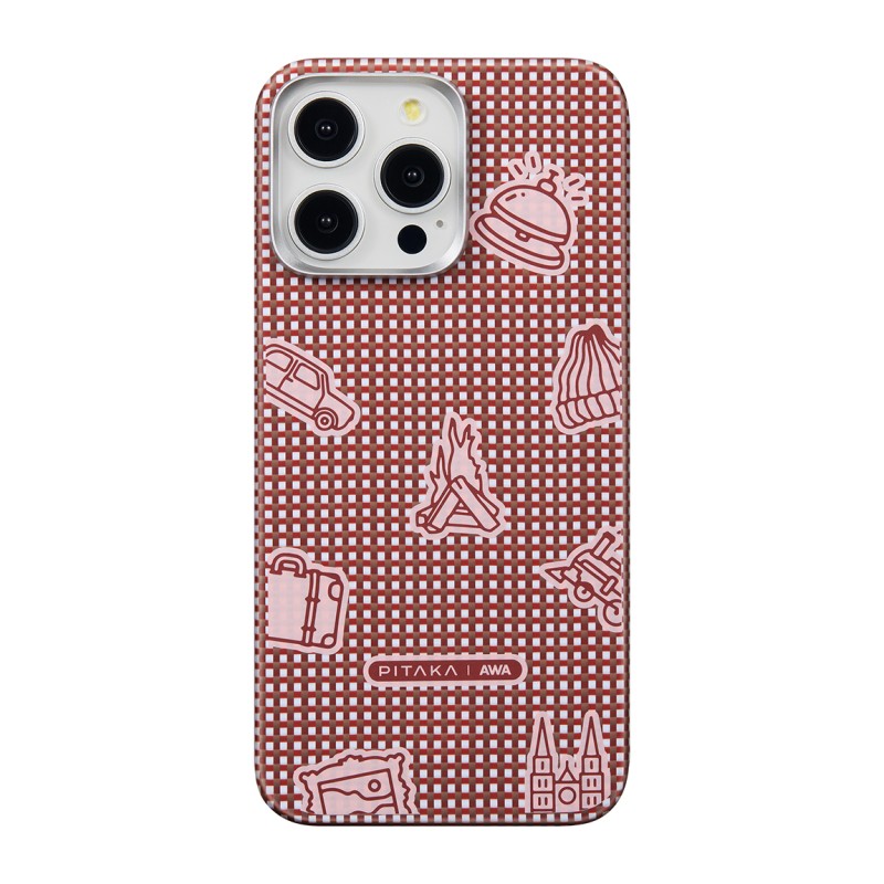 Apple iPhone 15 Pro Kılıf M-safe Şarj Özellikli Awa Tasarımlı 1500D Aramid Karbon Fiber Pitaka Ultra-Slim Classic Serisi Bonfire Kapak - 3