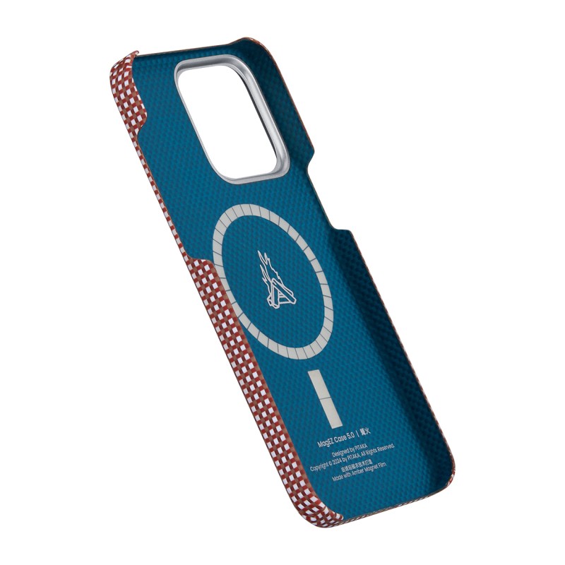 Apple iPhone 15 Pro Kılıf M-safe Şarj Özellikli Awa Tasarımlı 1500D Aramid Karbon Fiber Pitaka Ultra-Slim Classic Serisi Bonfire Kapak - 6