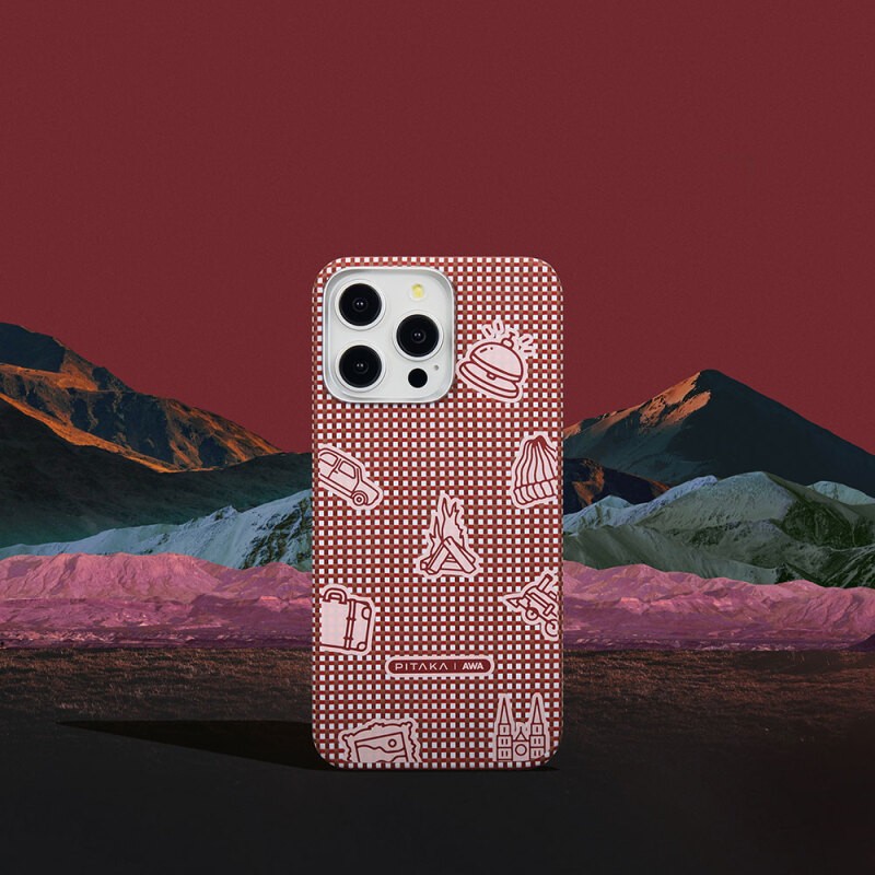 Apple iPhone 15 Pro Kılıf M-safe Şarj Özellikli Awa Tasarımlı 1500D Aramid Karbon Fiber Pitaka Ultra-Slim Classic Serisi Bonfire Kapak - 7