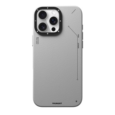 Apple iPhone 15 Pro Kılıf M-safe Şarj Özellikli Basit Mat Deri Desenli Youngkit Tech Fashion Serisi Kapak - 11