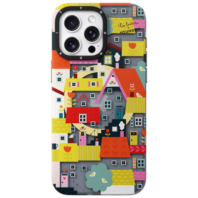 Apple iPhone 15 Pro Kılıf M-safe Şarj Özellikli Bee Brown Tasarımlı Youngkit Colorful Life Serisi Kapak - Youngkit