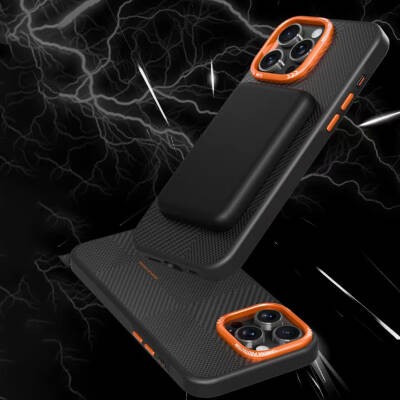 Apple iPhone 15 Pro Kılıf M-safe Şarj Özellikli Karbon Fiber Görünümlü Zore Kamp Kapak - 6