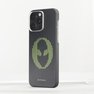 Apple iPhone 15 Pro Kılıf M-safe Şarj Özellikli Lumintex Teknolojili Fosforlu Aramid Karbon Fiber Pitaka Tactile Woven Aries Serisi Kapak - 6
