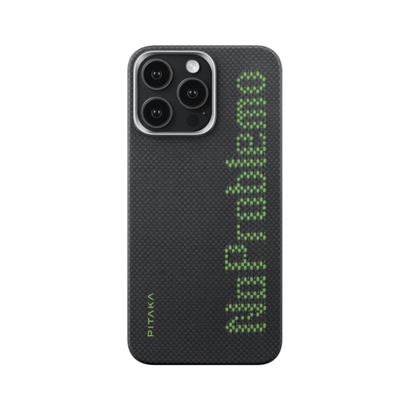 Apple iPhone 15 Pro Kılıf M-safe Şarj Özellikli Lumintex Teknolojili Fosforlu Aramid Karbon Fiber Pitaka Tactile Woven Aries Serisi Kapak - 4