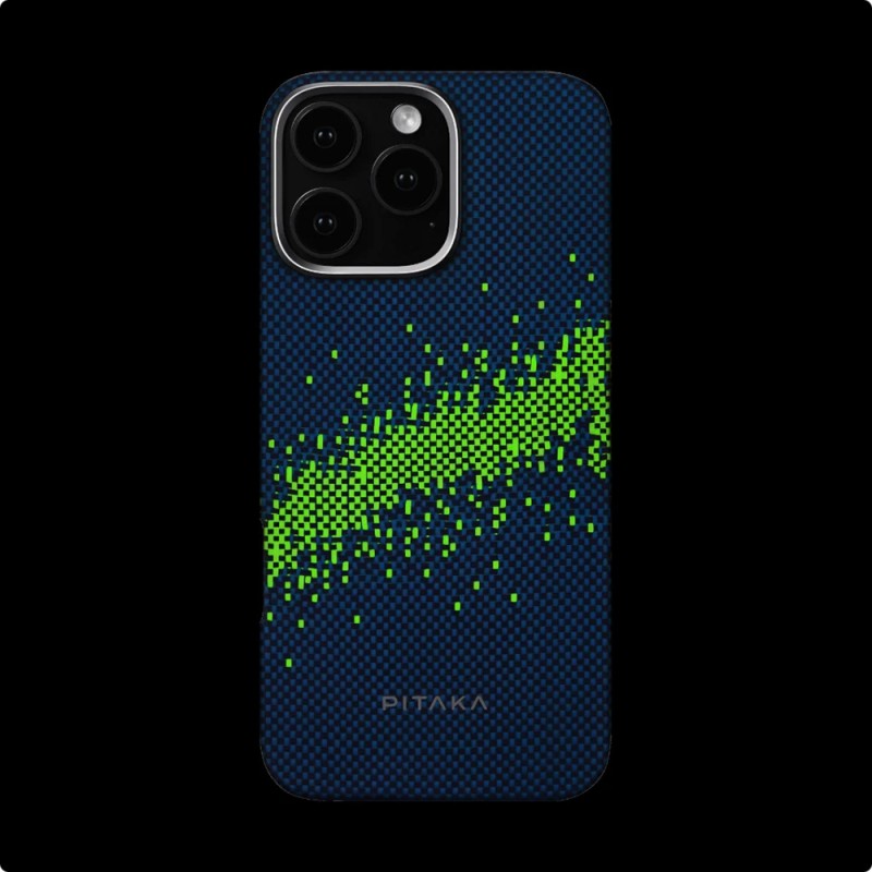 Apple iPhone 15 Pro Kılıf M-safe Şarj Özellikli Lumintex Teknolojili Fosforlu Özellikli Aramid Karbon Fiber Pitaka Tactile Woven Starpeak Serisi Milky Way Galaxy Kapak - 4