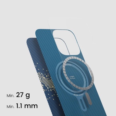 Apple iPhone 15 Pro Kılıf M-safe Şarj Özellikli Lumintex Teknolojili Fosforlu Özellikli Aramid Karbon Fiber Pitaka Tactile Woven Starpeak Serisi Milky Way Galaxy Kapak - 5