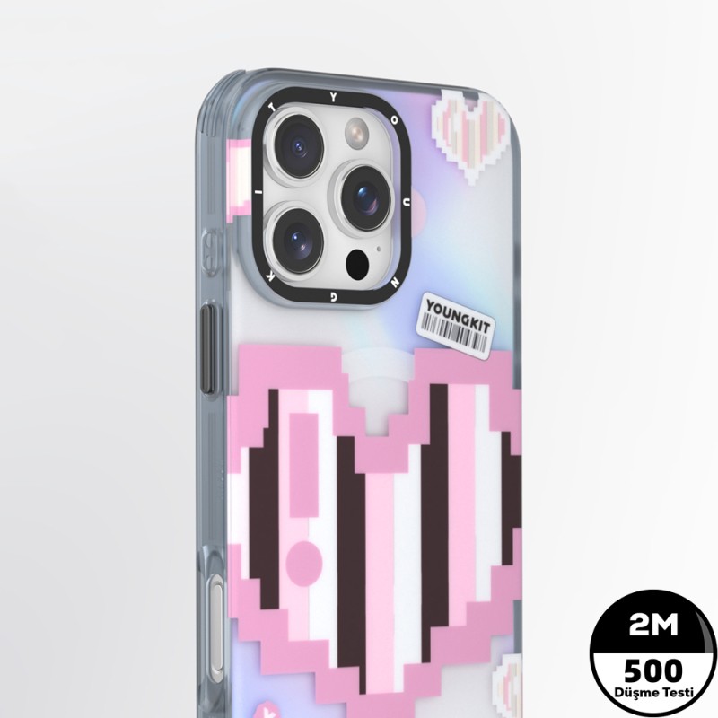 Apple iPhone 15 Pro Kılıf M-safe Şarj Özellikli Youngkit Love Serisi Kapak - 8