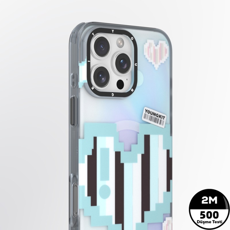 Apple iPhone 15 Pro Kılıf M-safe Şarj Özellikli Youngkit Love Serisi Kapak - 9