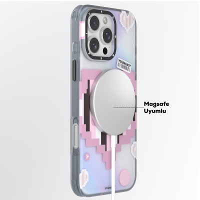 Apple iPhone 15 Pro Kılıf M-safe Şarj Özellikli Youngkit Love Serisi Kapak - 11