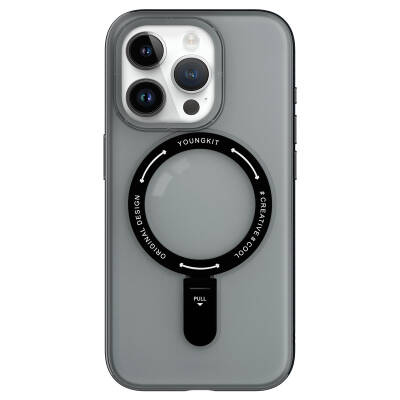 Apple iPhone 15 Pro Kılıf M-safe Şarj Özellikli Youngkit Rock Serisi Kapak - 5