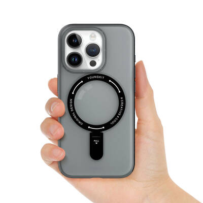 Apple iPhone 15 Pro Kılıf M-safe Şarj Özellikli Youngkit Rock Serisi Kapak - 9