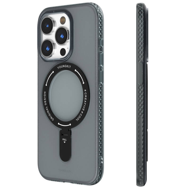 Apple iPhone 15 Pro Kılıf M-safe Şarj Özellikli Youngkit Rock Serisi Kapak - 12