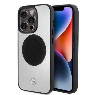 Apple iPhone 15 Pro Kılıf Mercedes Benz Orjinal Lisanslı M-safe Şarj Özellikli Alüminyum Arka Yüzey Metal Yıldız Logolu Kapak - Mercedes Benz