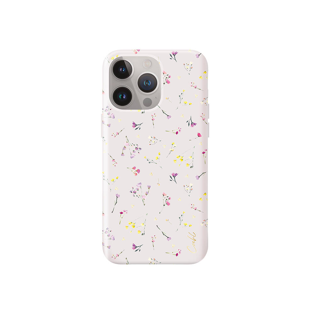 Apple iPhone 15 Pro Kılıf Mini Çayır Çiçekleri Desenli Coehl Prairie Kapak - Pembe Açık