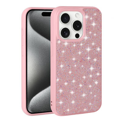 Apple iPhone 15 Pro Kılıf Parlak Taşlı Tasarım Zore Pırlanta Kapak - Zore