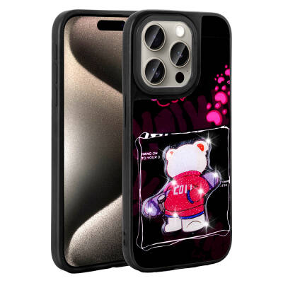 Apple iPhone 15 Pro Kılıf Parlayan Kabartmalı İkonik Figürlü Zore Amas Silikon Kapak - Zore