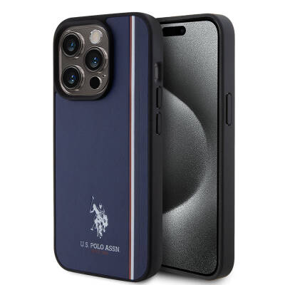 Apple iPhone 15 Pro Kılıf U.S. Polo Assn. Orjinal Lisanslı Üç Renk Şerit Tasarımlı Baskı Logolu Kapak - U.S. Polo Assn.