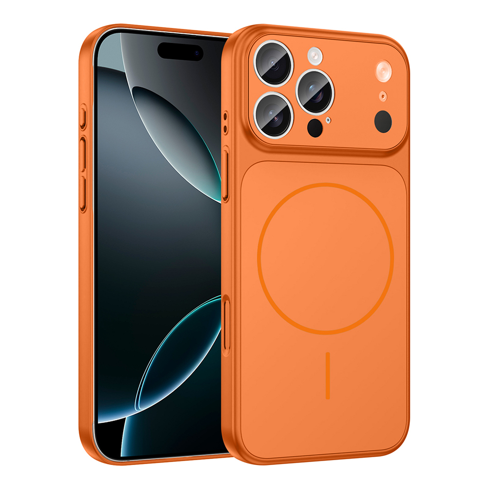 iPhone 15 Pro Kılıf Zore M-Safe Şarj Özellikli Kamera Korumalı Formen Kapak - Turuncu