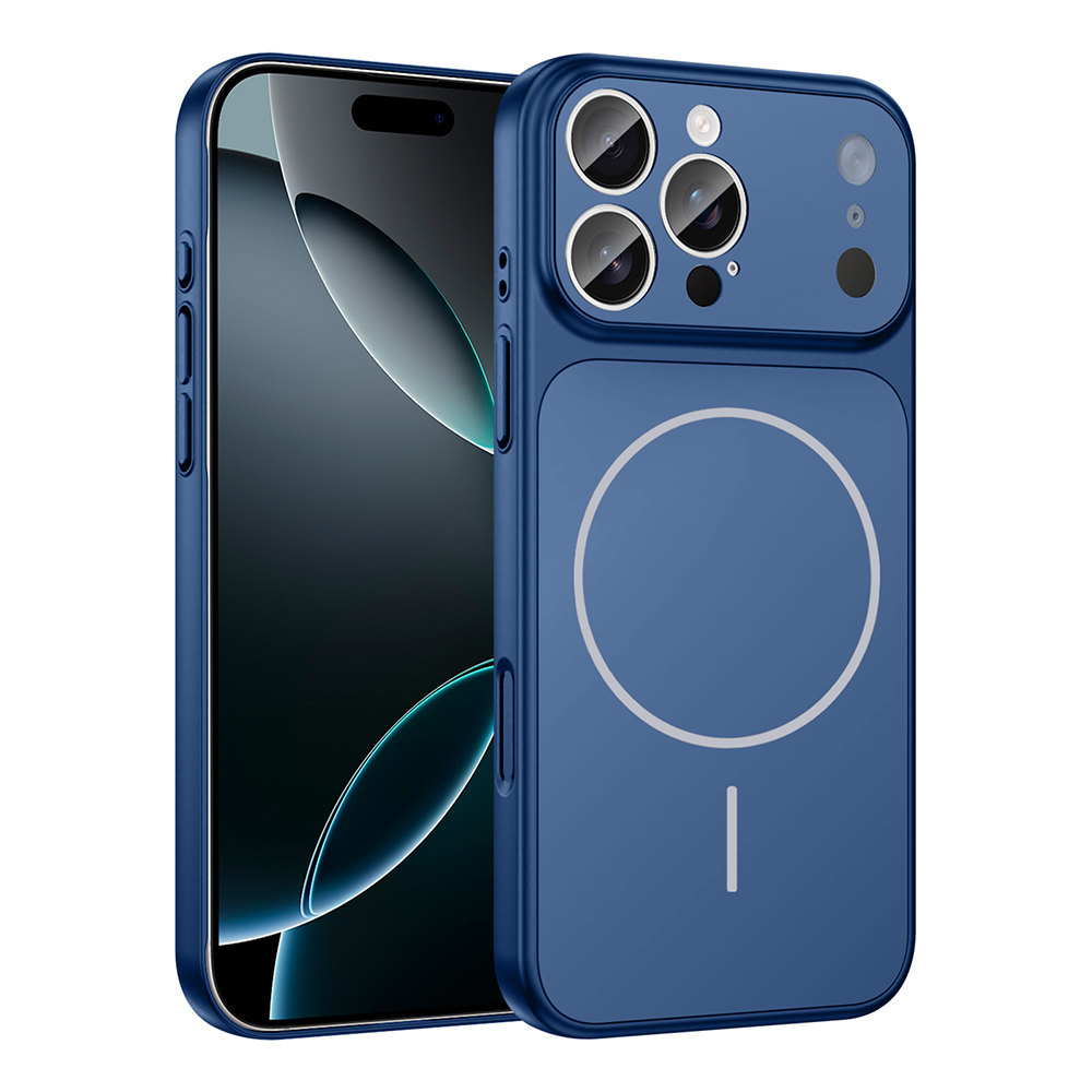 iPhone 15 Pro Kılıf Zore M-Safe Şarj Özellikli Kamera Korumalı Formen Kapak - Mavi